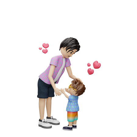 Father loving son  3D Illustration