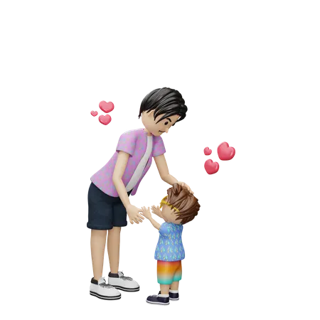 Father loving son  3D Illustration