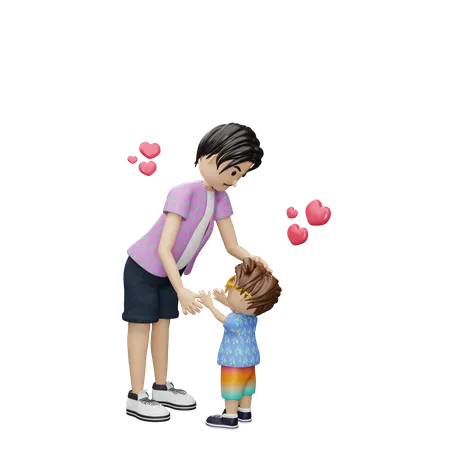3 D Rendering Father And Son Illustration 3D Illustration