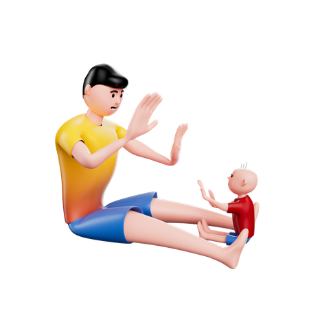 Father playing with little kid  3D Icon
