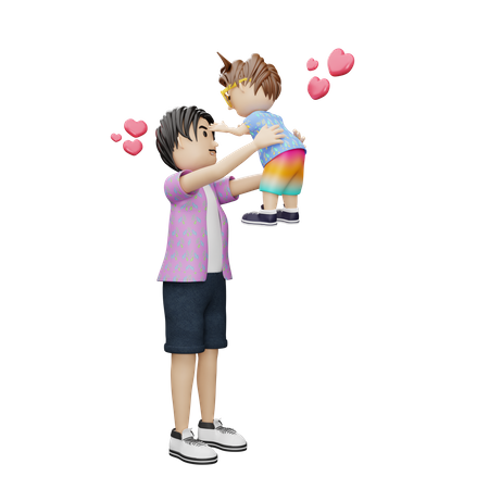 Father playing with son  3D Icon