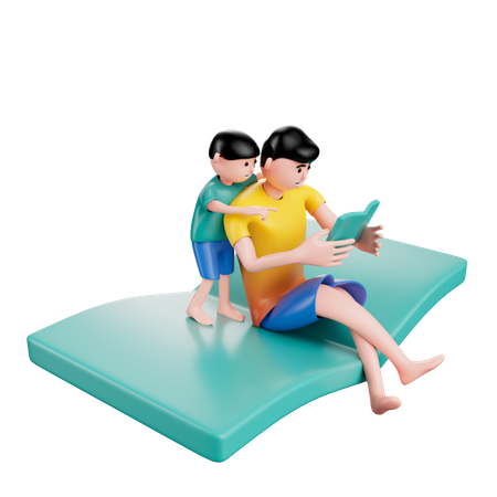 Father spending time with child  3D Illustration