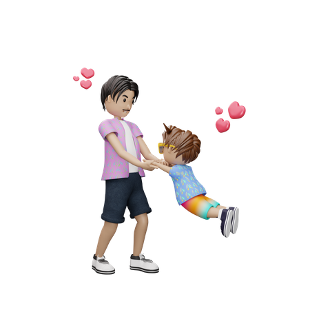 Father spending time with son  3D Icon