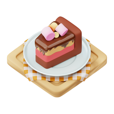 Fatia de bolo com marshmallow  3D Icon