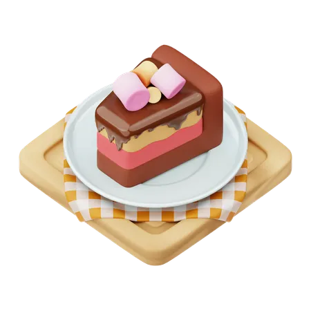 Fatia de bolo com marshmallow  3D Icon