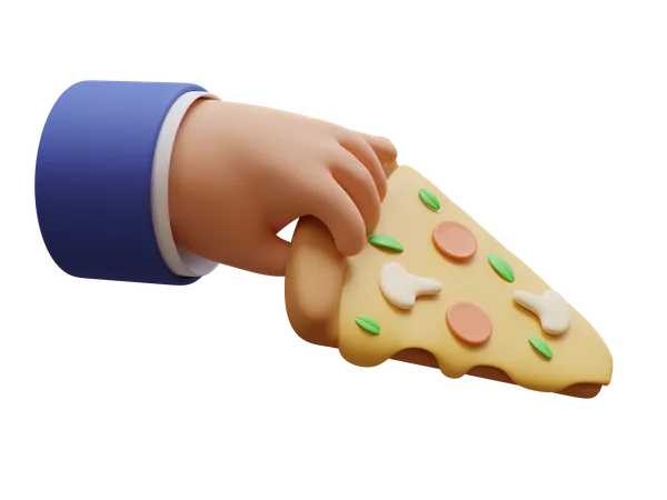 Mão segurando uma fatia de pizza  3D Icon