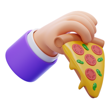 Mão segurando uma fatia de pizza  3D Icon