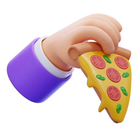 Mão segurando uma fatia de pizza  3D Icon