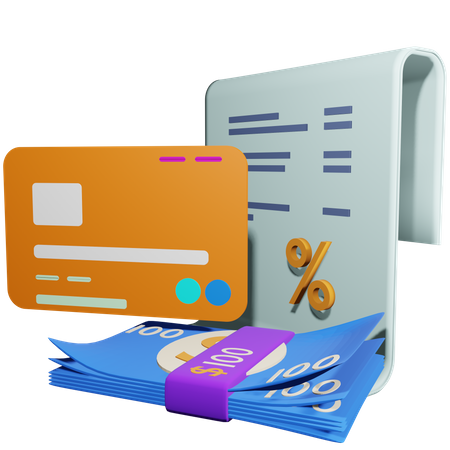 Fatura do cartão de crédito  3D Illustration