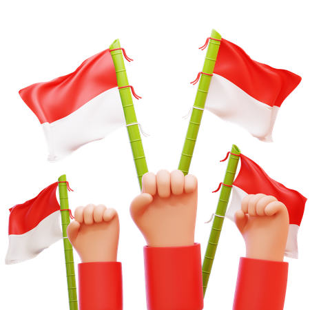 Fausthände mit indonesischen Flaggen  3D Icon