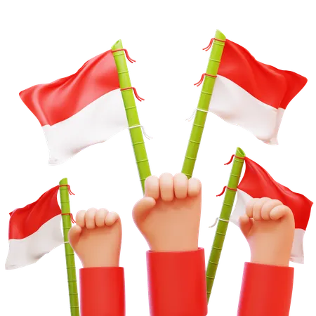 Fausthände mit indonesischen Flaggen  3D Icon