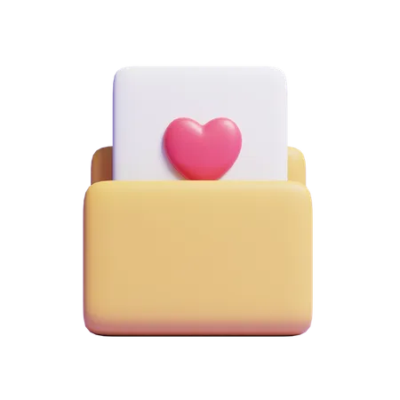 3 D Love Message Folder Concept Icon Illustrator Or 3 D Love Mail On Folder Icon Illustration 3D Icon