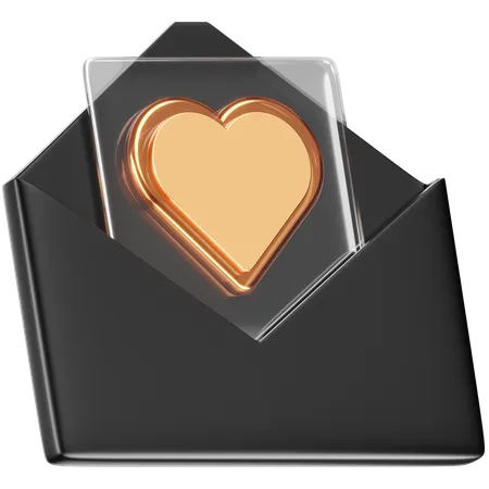 This Elegant 3 D Icon Depicts A Heart Enclosed Within An Envelope Conveying The Concept Of Love And Affection Being Delivered The Copper And Silver Tones Add A Touch Of Warmth And Luxury Making It Ideal For Applications Related To Romance Special Occasions Or Expressions Of Love And Care 3D Icon