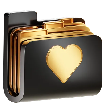 A Folder Icon Combined With A Heart Symbol Representing A Collection Of Folders Or Items Marked As Beloved Or Frequently Accessed Catering To Personalized Or Cherished Content 3D Icon
