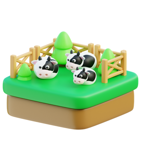 Fazenda de gado leiteiro  3D Icon