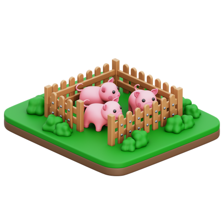 Fazenda de porcos  3D Icon