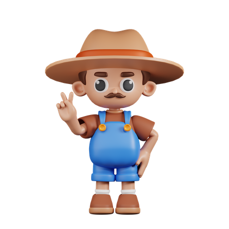 Agricultor mostrando sinal de paz  3D Illustration