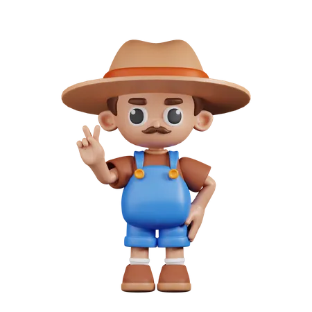 Agricultor mostrando sinal de paz  3D Illustration