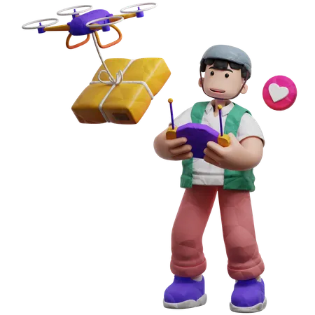 Fazendo entrega por drone  3D Illustration
