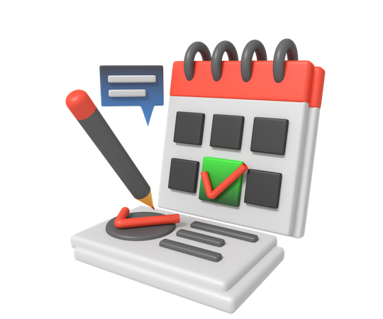 Fazendo o planejamento do cronograma usando a lista de verificação do calendário  3D Icon