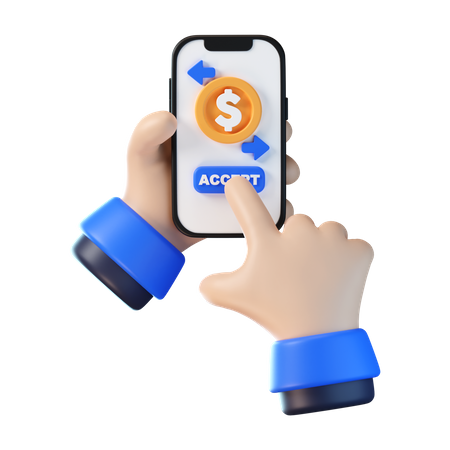 Fazendo transferência de dinheiro móvel  3D Icon