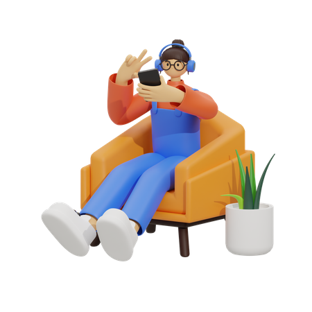 Fazendo uma pose para a selfie  3D Icon