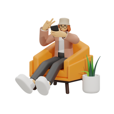 Fazendo uma pose para a selfie  3D Icon