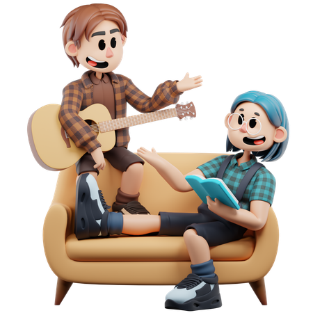 Fbest Friend Hanging Out Together  3D Illustration