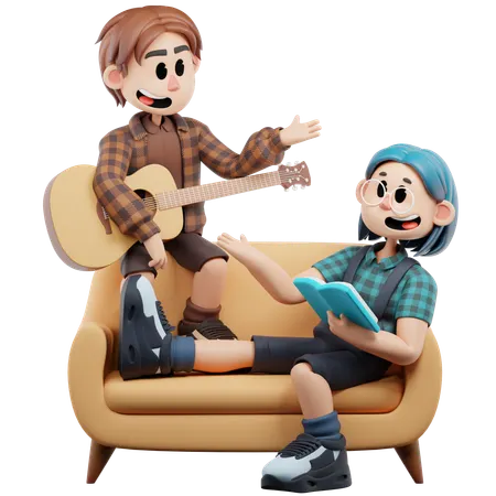Fbest Friend Hanging Out Together  3D Illustration