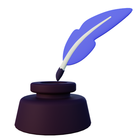 Feather And Inkwell  3D Icon