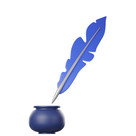 Feather Pen And Inkwell  3D Icon