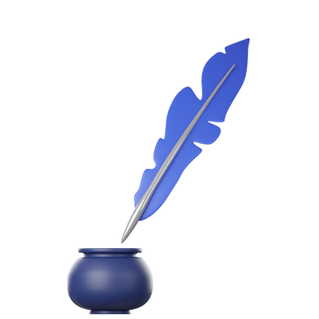Feather Pen And Inkwell  3D Icon