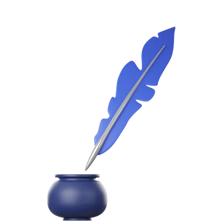 Feather Pen And Inkwell  3D Icon