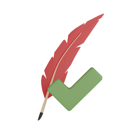 Feather With Checkmark  3D Icon