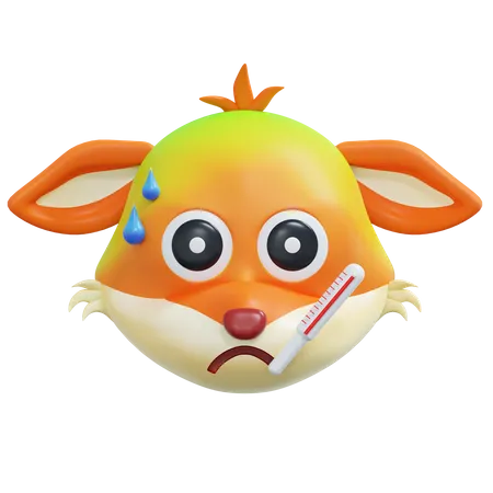 Emoticon de raposa com febre  3D Icon