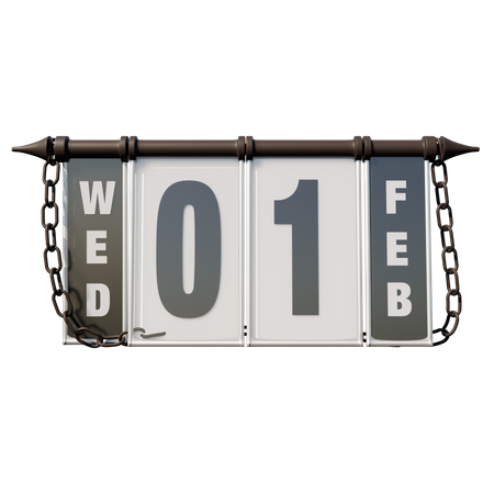 February 01 Wednesday  3D Illustration