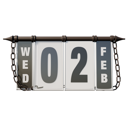 February 02 Wednesday  3D Illustration