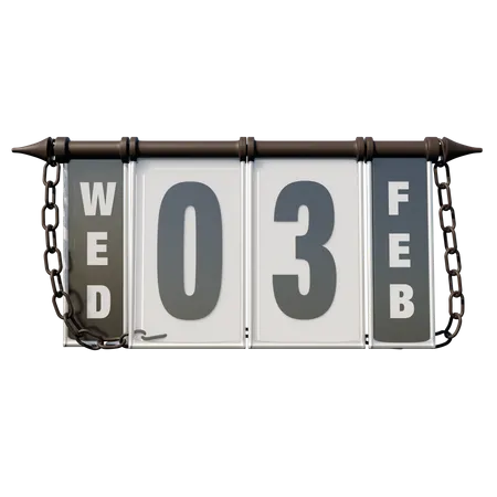 February 03 Wednesday 3D Illustration