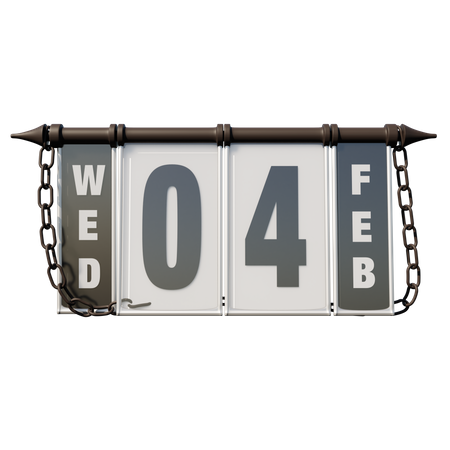 February 04 Wednesday  3D Illustration