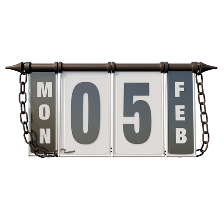February 05 Monday  3D Illustration