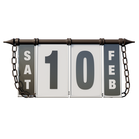 February 10 Saturday  3D Illustration