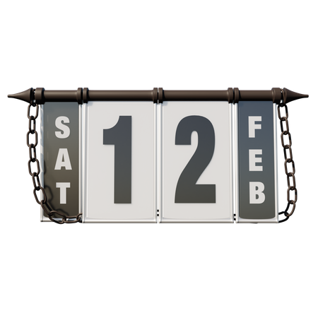 February 12 Saturday  3D Illustration