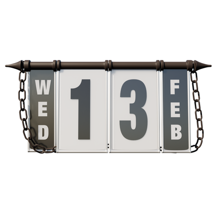 February 13 Wednesday  3D Illustration