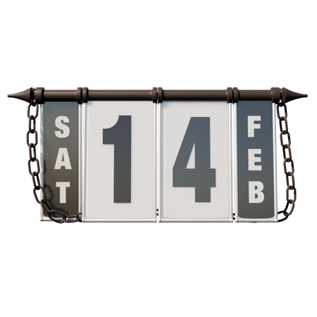 February 14 Saturday  3D Illustration