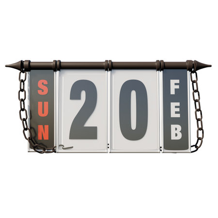 February 20, 2022 Sun  3D Illustration