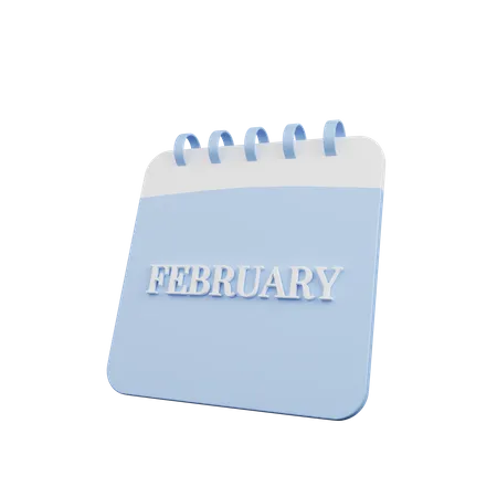 3 D Illustration Of Simple Object Calendar Month February 3D Illustration