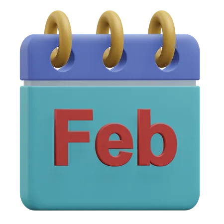 February Calendar 3 D Icon Illustration With Transparent Background 3D Icon