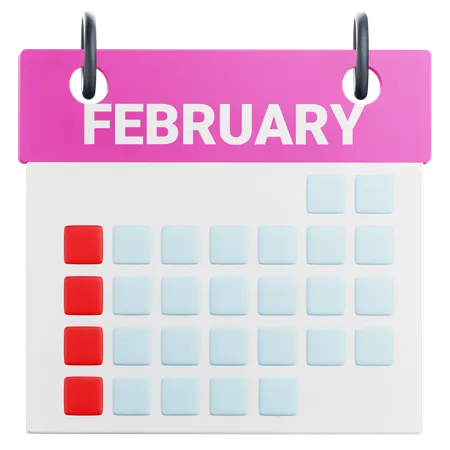 3 D February Calendar Illustration 3D Icon