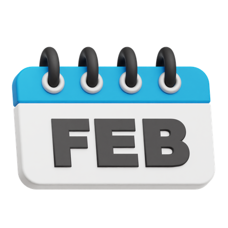 February Calendar  3D Icon