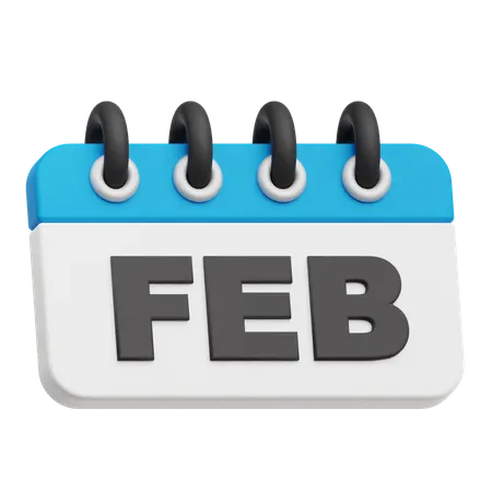 February Calendar  3D Icon